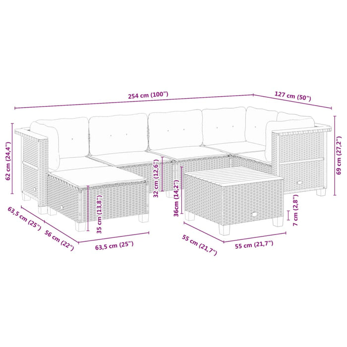Set canapele de grădină cu perne, 7 piese, negru, poliratan - WALTI WALTI