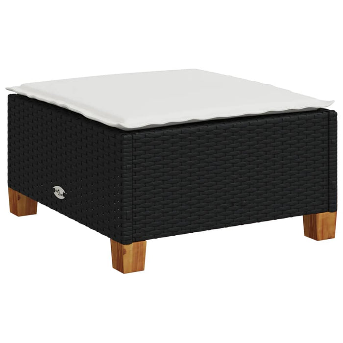 Set mobilier de grădină cu perne, 8 piese, negru, poliratan WALTI
