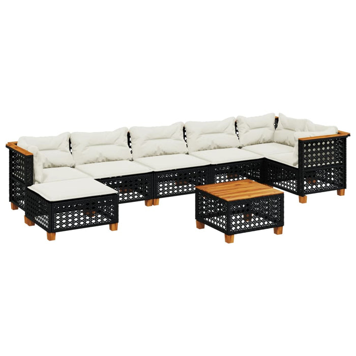 Set mobilier de grădină cu perne, 8 piese, negru, poliratan - WALTI WALTI