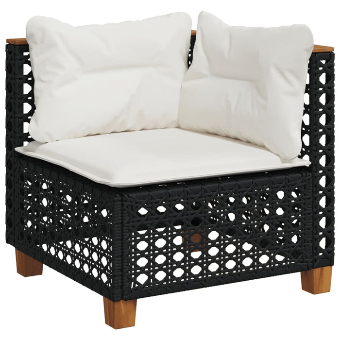 Set mobilier de grădină cu perne, 8 piese, negru, poliratan - WALTI WALTI