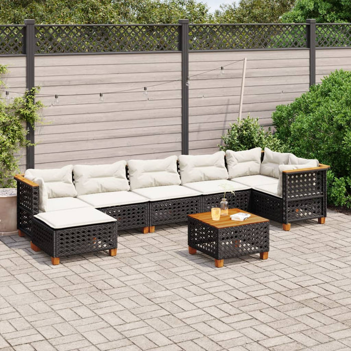 Set mobilier de grădină cu perne, 8 piese, negru, poliratan - WALTI WALTI