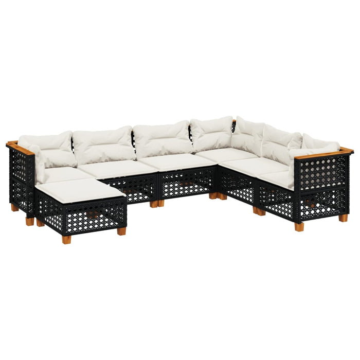 Set canapele de grădină cu perne, 7 piese, negru, poliratan WALTI