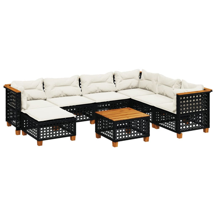 Set mobilier de grădină cu perne, 8 piese, negru, poliratan - WALTI WALTI