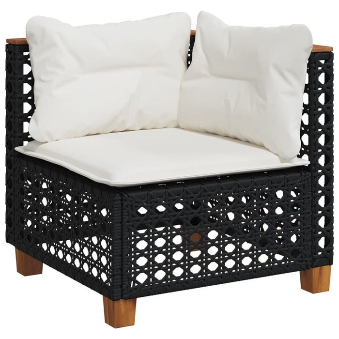 Set mobilier de grădină cu perne, 8 piese, negru, poliratan - WALTI WALTI