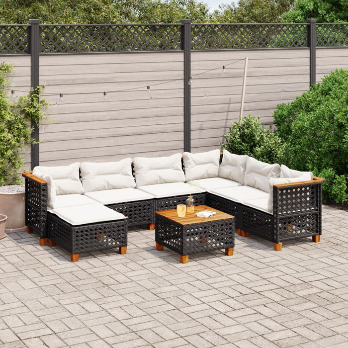 Set mobilier de grădină cu perne, 8 piese, negru, poliratan - WALTI WALTI