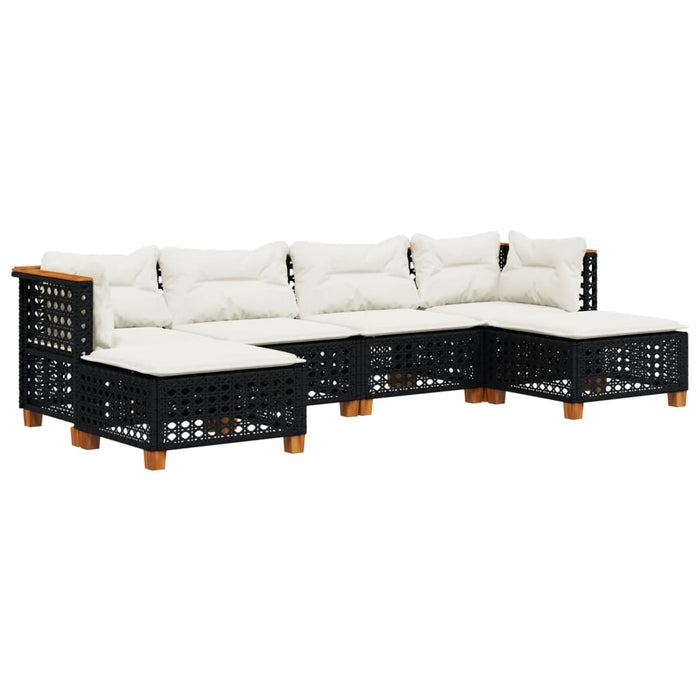 Set mobilier de grădină cu perne, 6 piese, negru, poliratan - WALTI WALTI