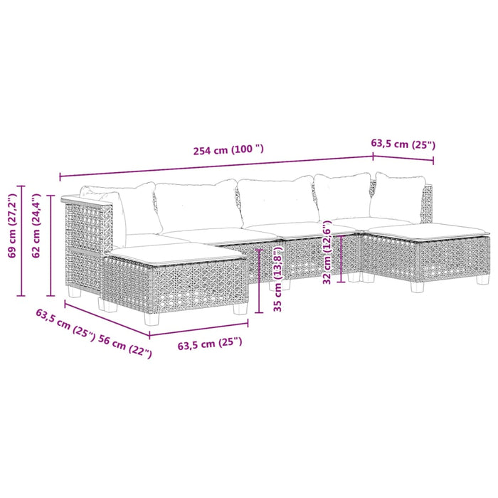 Set mobilier de grădină cu perne, 6 piese, negru, poliratan - WALTI WALTI