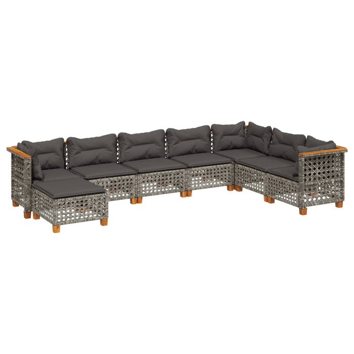 Set canapele de grădină cu perne, 8 piese, gri, poliratan - WALTI WALTI