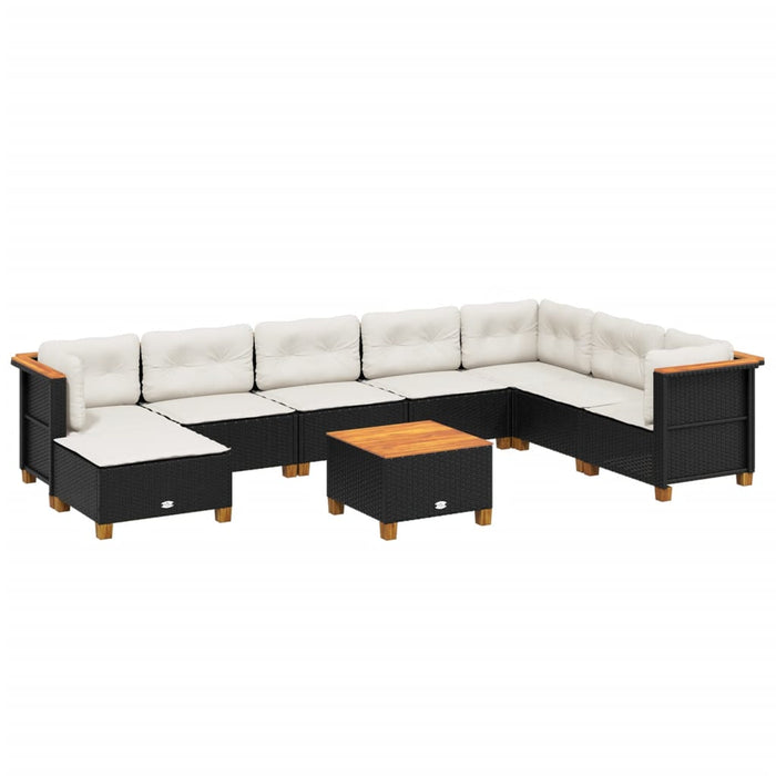 Set mobilier de grădină cu perne, 9 piese, negru, poliratan - WALTI WALTI