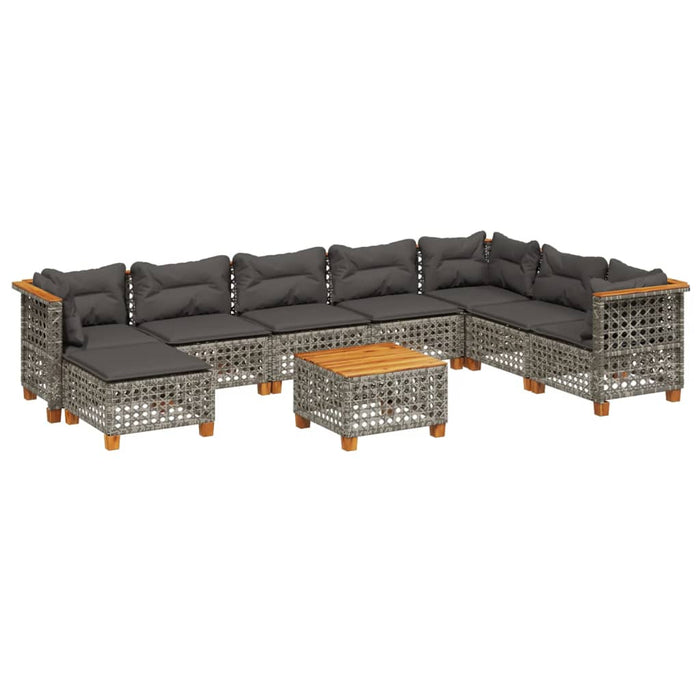 Set canapele de grădină, 9 piese, cu perne, gri, poliratan - WALTI WALTI