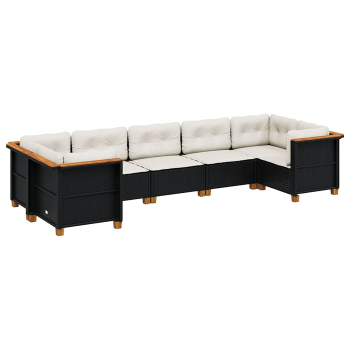Set canapele de grădină cu perne, 7 piese, negru, poliratan WALTI