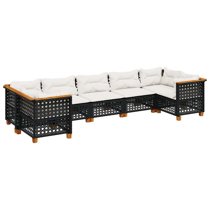 Set canapele de grădină cu perne, 7 piese, negru, poliratan - WALTI WALTI