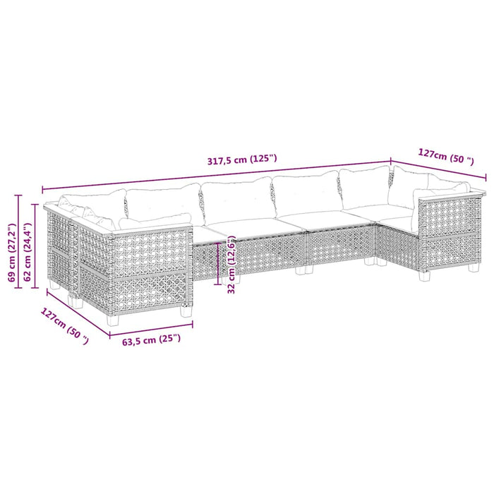 Set canapele de grădină cu perne, 7 piese, negru, poliratan - WALTI WALTI
