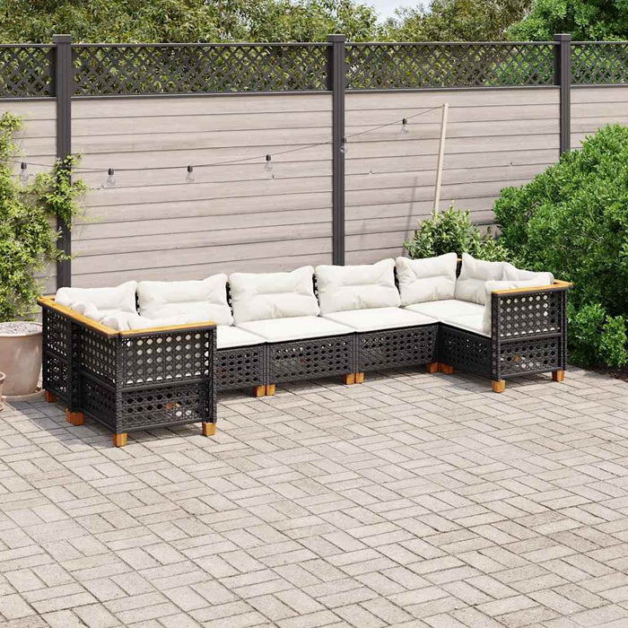 Set canapele de grădină cu perne, 7 piese, negru, poliratan - WALTI WALTI
