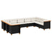 Set mobilier de grădină cu perne, 9 piese, negru, poliratan - WALTI WALTI