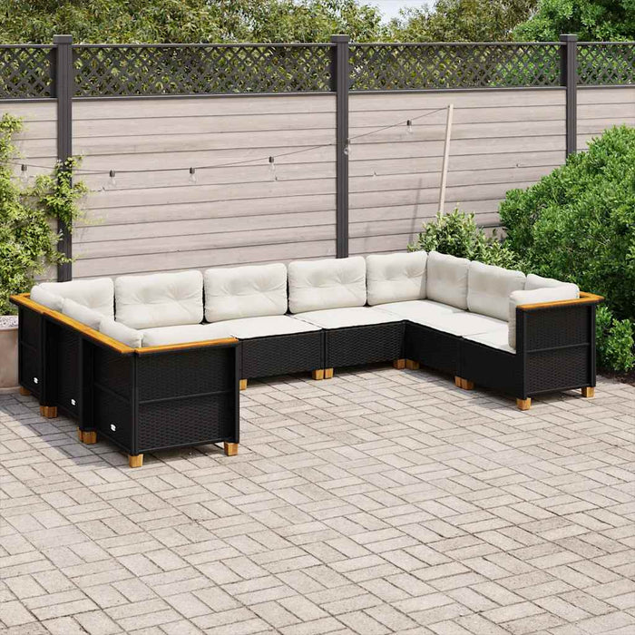 Set mobilier de grădină cu perne, 9 piese, negru, poliratan - WALTI WALTI