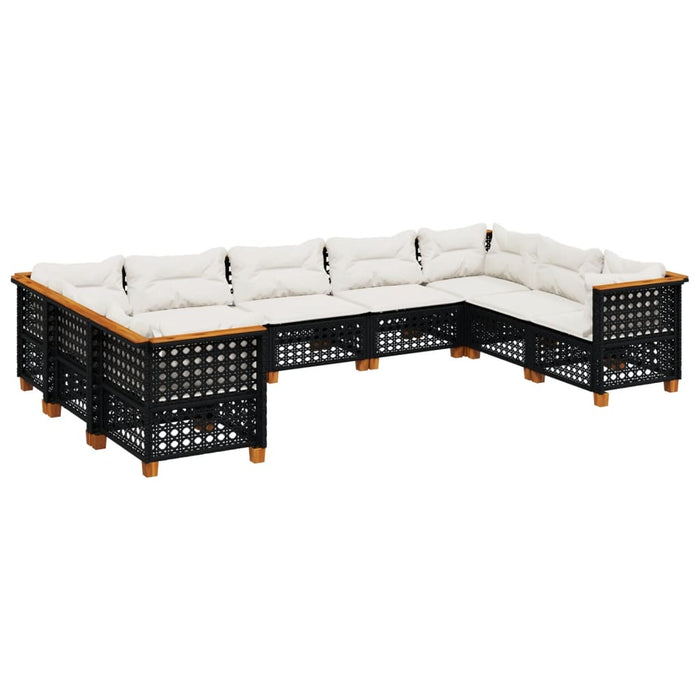 Set mobilier de grădină cu perne, 9 piese, negru, poliratan - WALTI WALTI
