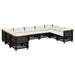 Set mobilier de grădină cu perne, 9 piese, negru, poliratan - WALTI WALTI