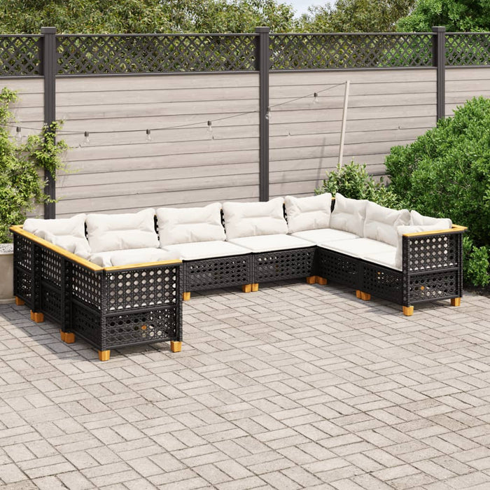 Set mobilier de grădină cu perne, 9 piese, negru, poliratan - WALTI WALTI