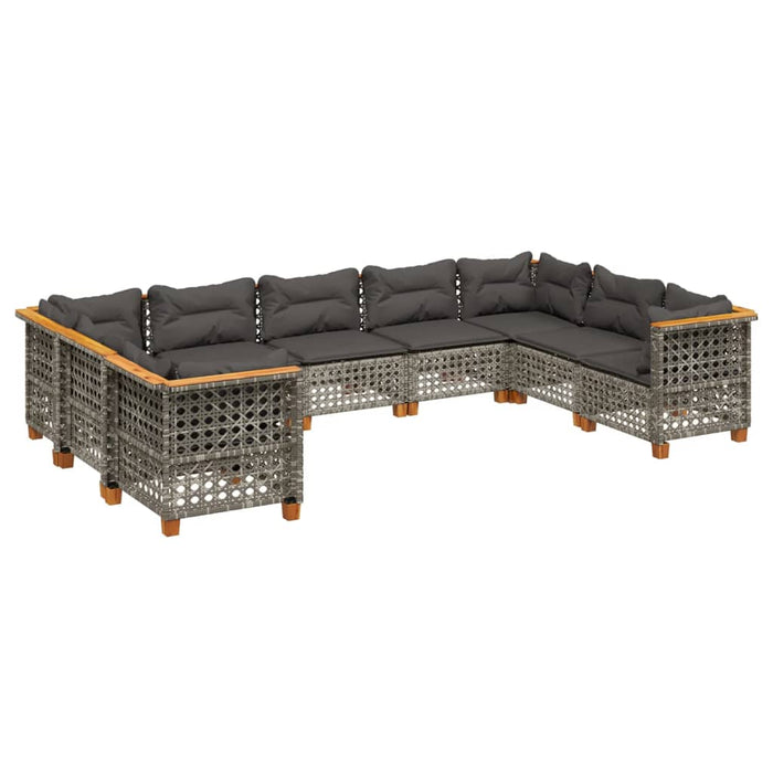 Set canapele de grădină, 9 piese, cu perne, gri, poliratan - WALTI WALTI