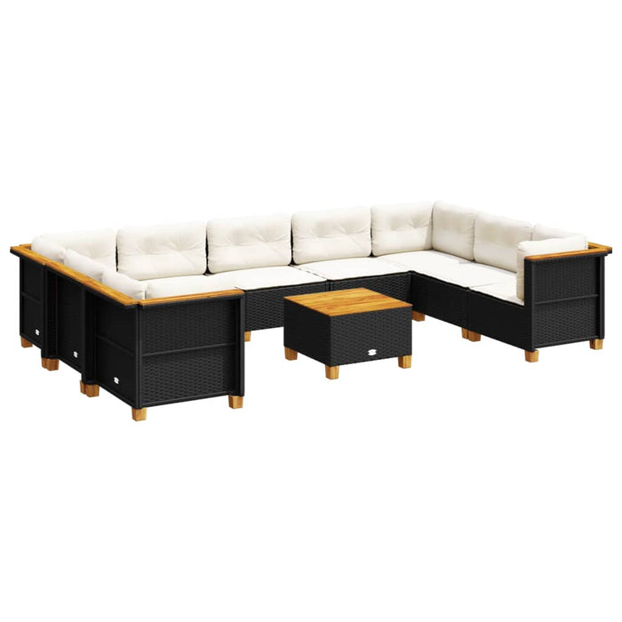 Set canapele de grădină cu perne, 10 piese, negru, poliratan - WALTI WALTI
