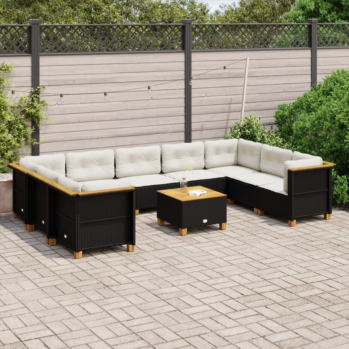 Set canapele de grădină cu perne, 10 piese, negru, poliratan - WALTI WALTI