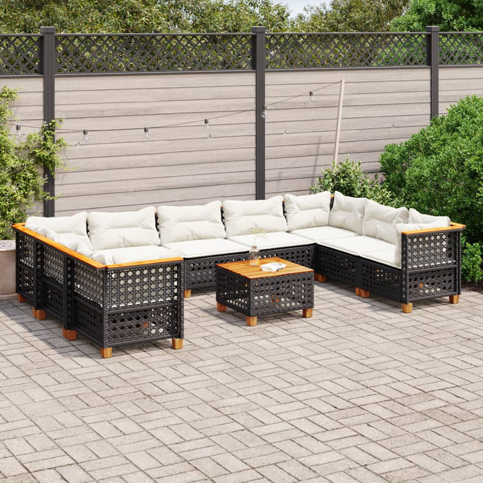 Set canapele de grădină cu perne, 10 piese, negru, poliratan - WALTI WALTI