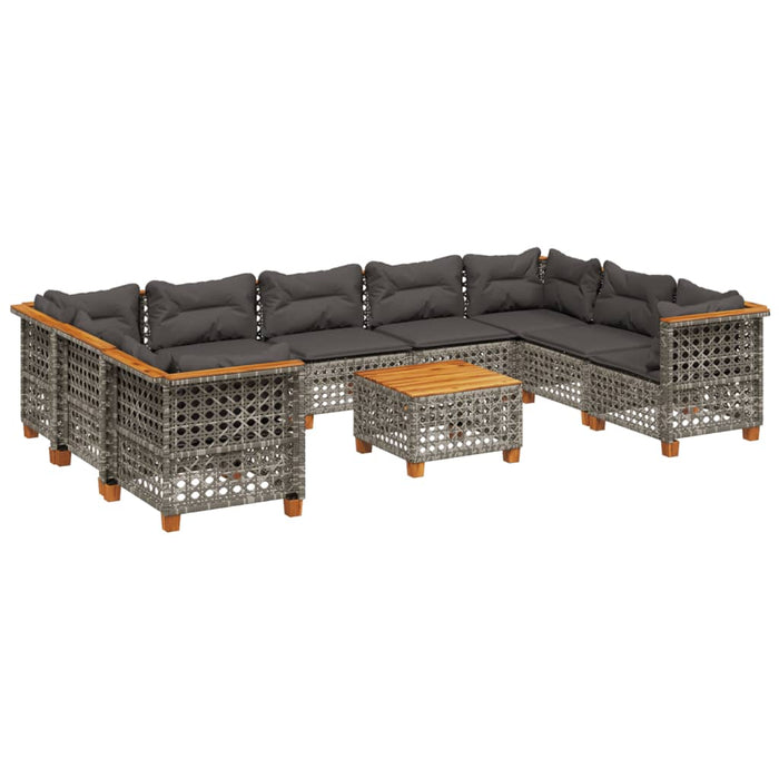 Set mobilier de grădină cu perne, 10 piese, gri, poliratan - WALTI WALTI