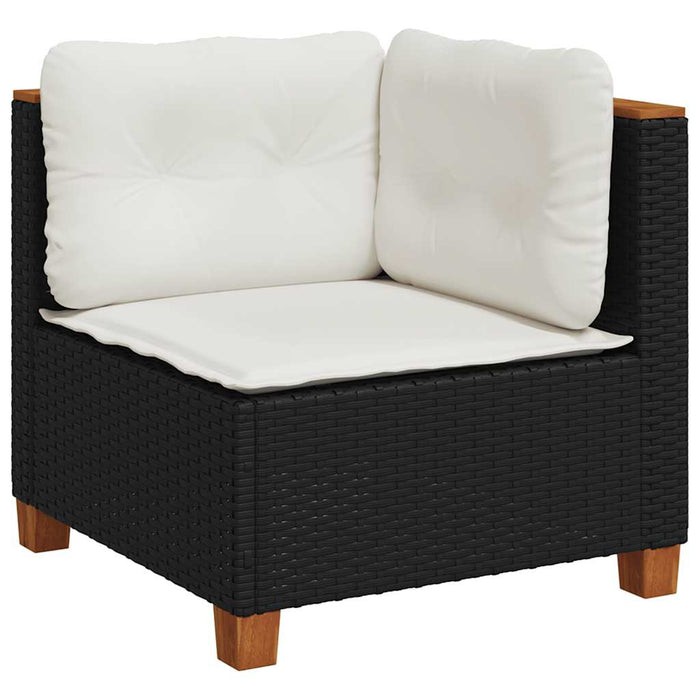 Set mobilier de grădină cu perne, 9 piese, negru, poliratan - WALTI WALTI