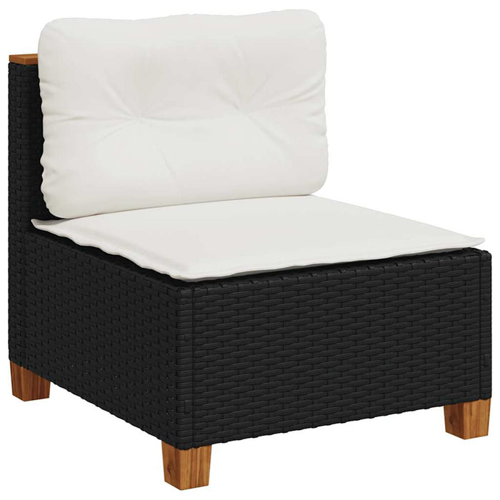 Set mobilier de grădină cu perne, 9 piese, negru, poliratan - WALTI WALTI