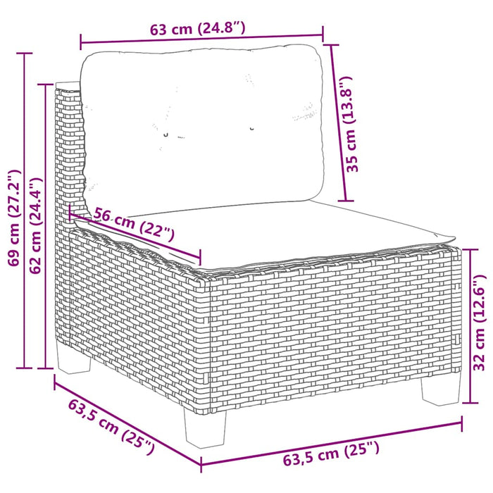 Set mobilier de grădină cu perne, 9 piese, negru, poliratan - WALTI WALTI