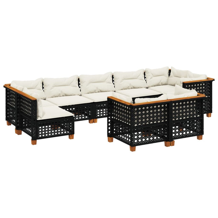 Set mobilier de grădină cu perne, 9 piese, negru, poliratan - WALTI WALTI