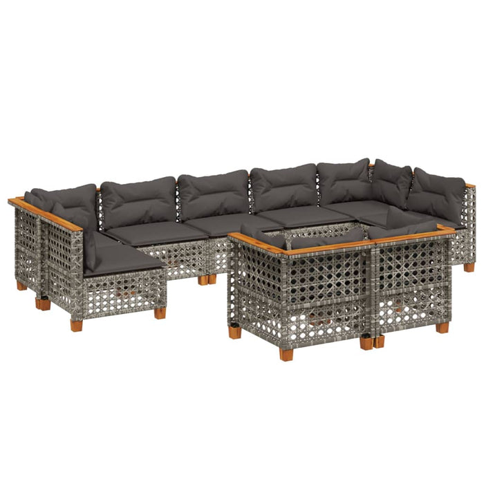 Set canapele de grădină, 9 piese, cu perne, gri, poliratan - WALTI WALTI