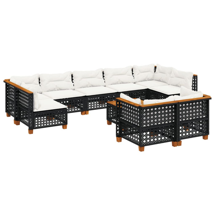 Set canapele de grădină cu perne, 10 piese, negru, poliratan - WALTI WALTI