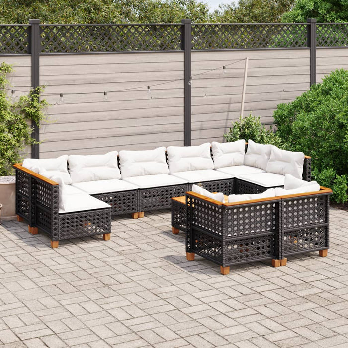 Set canapele de grădină cu perne, 10 piese, negru, poliratan - WALTI WALTI