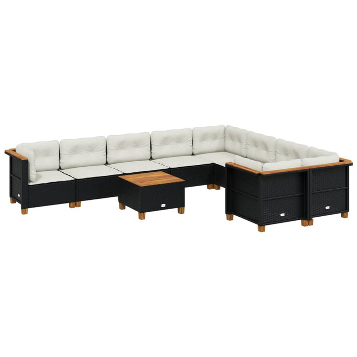 Set canapele de grădină cu perne, 10 piese, negru, poliratan - WALTI WALTI