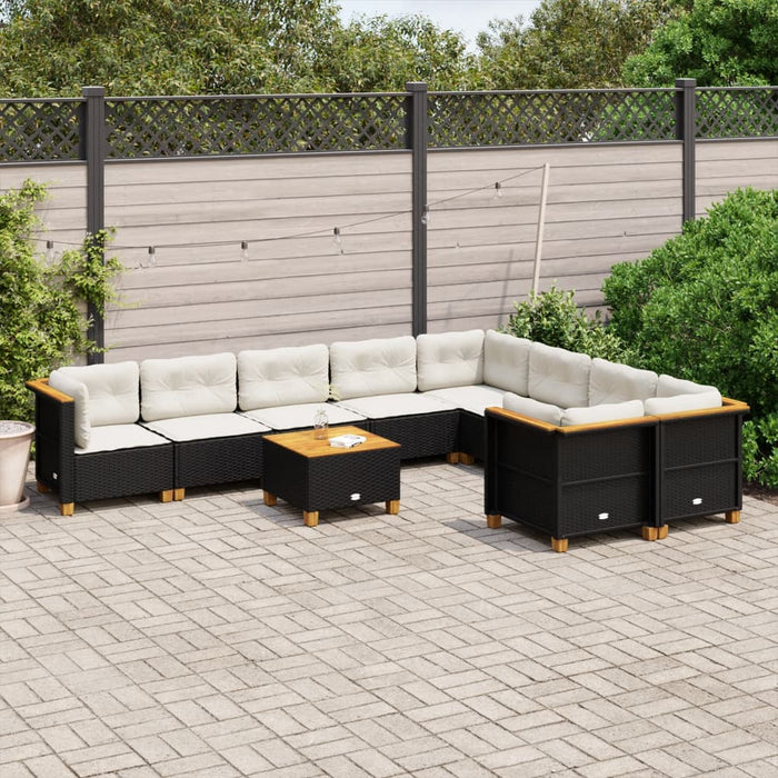 Set canapele de grădină cu perne, 10 piese, negru, poliratan - WALTI WALTI