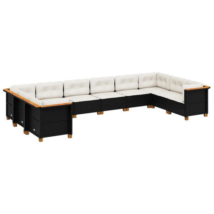 Set canapele de grădină cu perne, 10 piese, negru, poliratan - WALTI WALTI