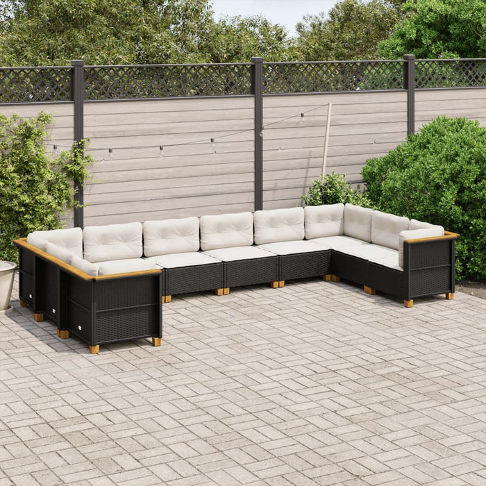 Set canapele de grădină cu perne, 10 piese, negru, poliratan - WALTI WALTI