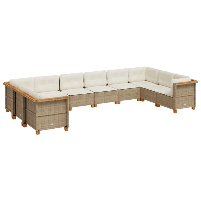 Set canapele de grădină cu perne, 10 piese, bej, poliratan WALTI