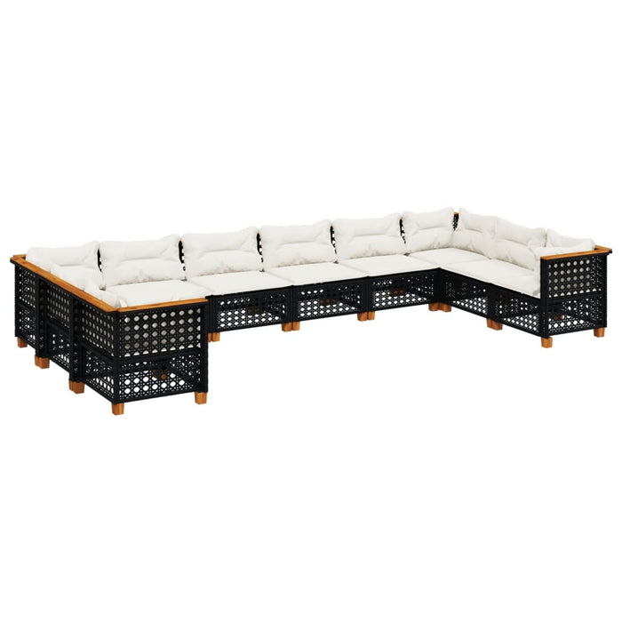 Set canapele de grădină cu perne, 10 piese, negru, poliratan - WALTI WALTI