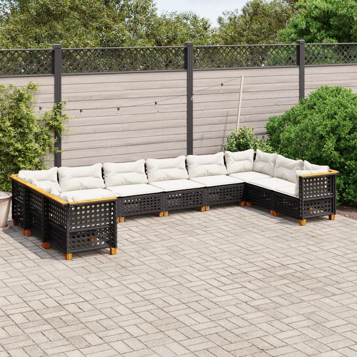 Set canapele de grădină cu perne, 10 piese, negru, poliratan - WALTI WALTI
