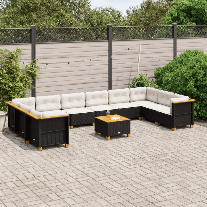 Set canapele de grădină cu perne, 11 piese, negru, poliratan - WALTI WALTI