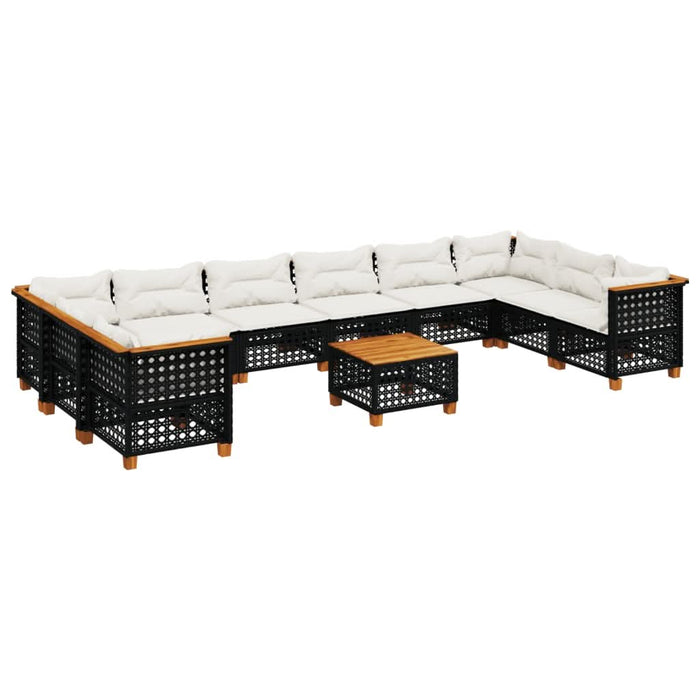 Set canapele de grădină cu perne, 11 piese, negru, poliratan - WALTI WALTI