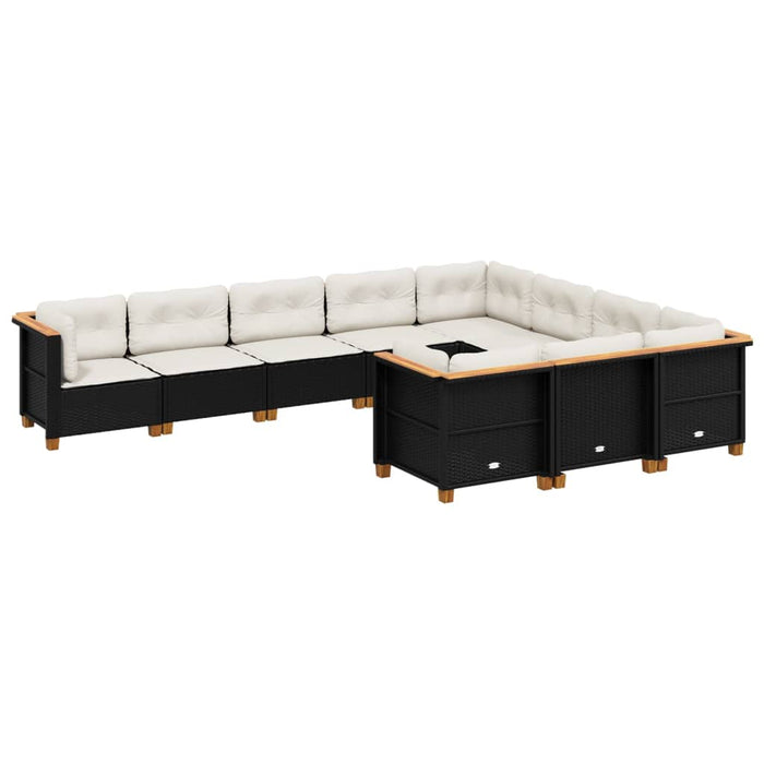 Set canapele de grădină cu perne, 10 piese, negru, poliratan - WALTI WALTI