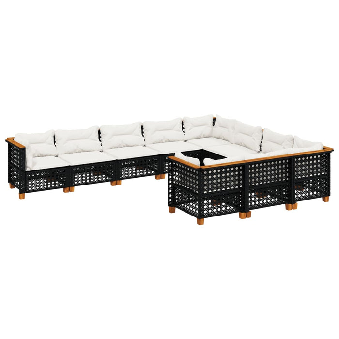 Set canapele de grădină cu perne, 10 piese, negru, poliratan - WALTI WALTI