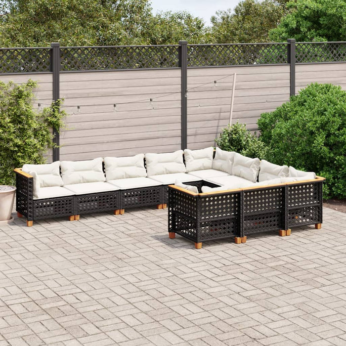Set canapele de grădină cu perne, 10 piese, negru, poliratan - WALTI WALTI