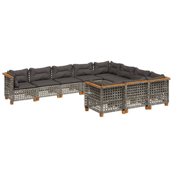 Set mobilier de grădină cu perne, 10 piese, gri, poliratan WALTI