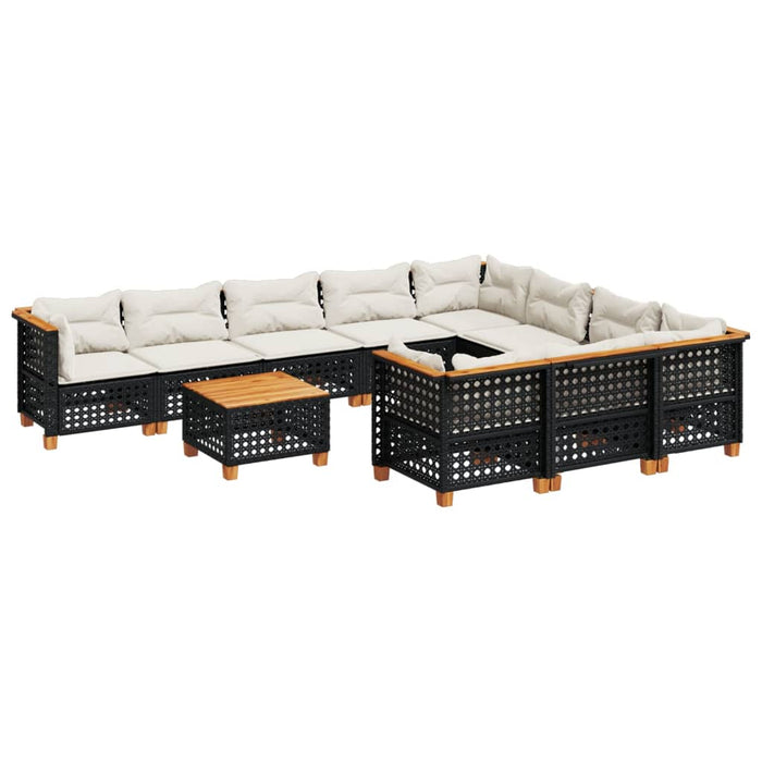 Set canapele de grădină cu perne, 11 piese, negru, poliratan - WALTI WALTI