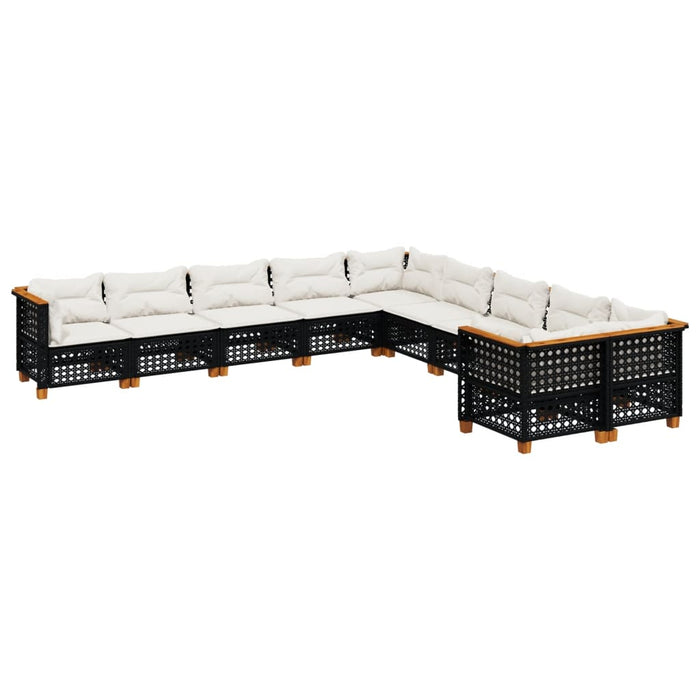 Set canapele de grădină cu perne, 10 piese, negru, poliratan - WALTI WALTI
